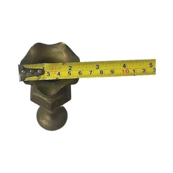 Vintage Brass Urn Vase Pedestal Etched Engraved Flower India 6" Fluted - Picture 4 of 6